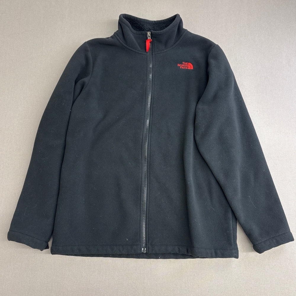 The North Face Boys XL 18/20 Black Full Zip Sherpa Lined Fleece Jacket Coat